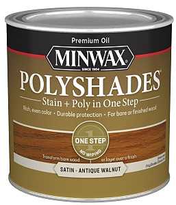 Minwax PolyShades 213404444 Wood Stain and Polyurethane, Antique Walnut, Liquid, 0.5 pt, Can