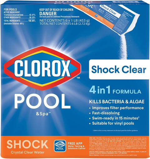 Clorox POOL & Spa Shock Clear 32706CLX Series Chlorine, 1 lb, 6/PK, Pack of 6