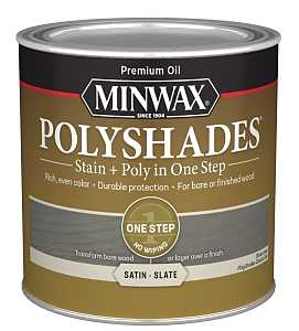 Minwax PolyShades 213984444 Interior Wood Stain, Satin, Slate, Liquid, 0.5 pt