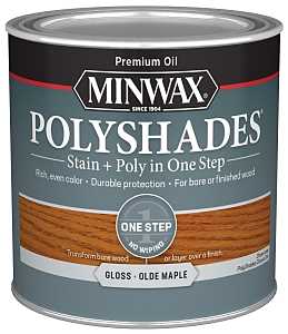 Minwax 214304444 Waterbased Polyurethane Stain, Gloss, Liquid, Olde Maple, 0.5 pt, Can