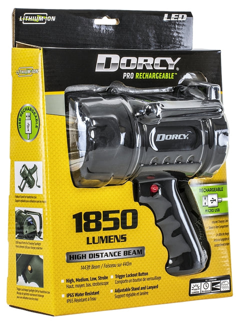 Dorcy Pro 41-1038 Rechargeable Spotlight, 1-Lamp, LED Lamp, 1850 Lumens, Black Fixture