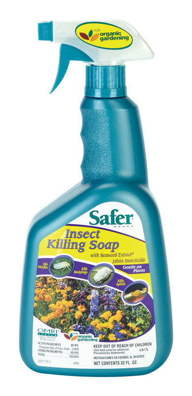 Safer Killing Soap with Seaweed Organic Insect Killer For Crawling Insects 32 oz.