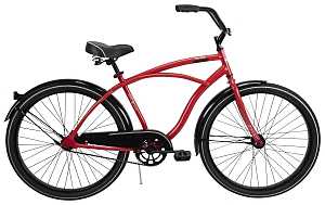 Huffy 66629 Men's Cruiser Bicycle, Men, Steel Frame, Rear Coaster Brake, 26 in Dia Wheel, Crimson