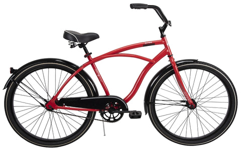 Huffy 66629 Men's Cruiser Bicycle, Men, Steel Frame, Rear Coaster Brake, 26 in Dia Wheel, Crimson