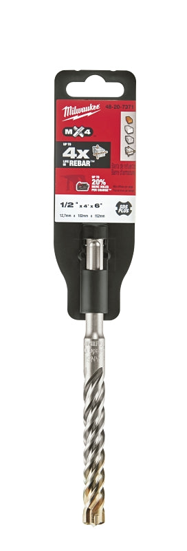 Milwaukee MX4 48-20-7371 Rotary Hammer Drill Bit, 1/2 in Dia, 6 in OAL, 4-Cutter, 13/32 in Dia Shank