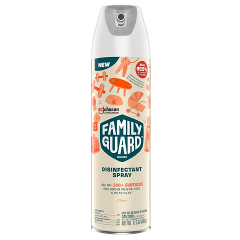 FamilyGuard 00859 Disinfectant, 17.5 oz Aerosol Can, Citrus, Pack of 8