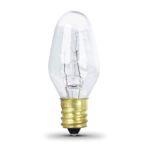 Feit Electric BP7C7/4 Incandescent Bulb, 7 W, C7 Lamp, E12 Candelabra Lamp Base, 2700 K Color Temp, 3000 hr Average Life