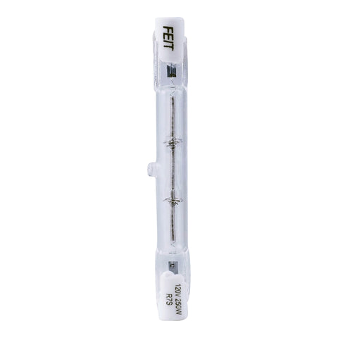 Feit Electric BPQ250T3/CL/S/2/TRP Halogen Bulb, 250 W, R7s Lamp Base, T3 Lamp, 4000 Lumens, 3000 K Color Temp