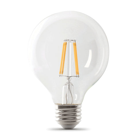 Feit Electric BPG25100/950CA/FIL LED Bulb, Globe Filament, G25 Lamp, E26 Lamp Base, Clear, Daylight Light