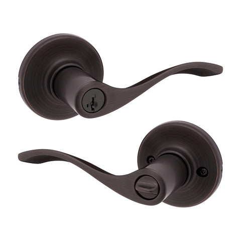 Kwikset 94050-674 Entry Door Lockset, Lever Handle, Venetian Bronze, Zinc, KW1 Keyway, Re-Key Technology: SmartKey