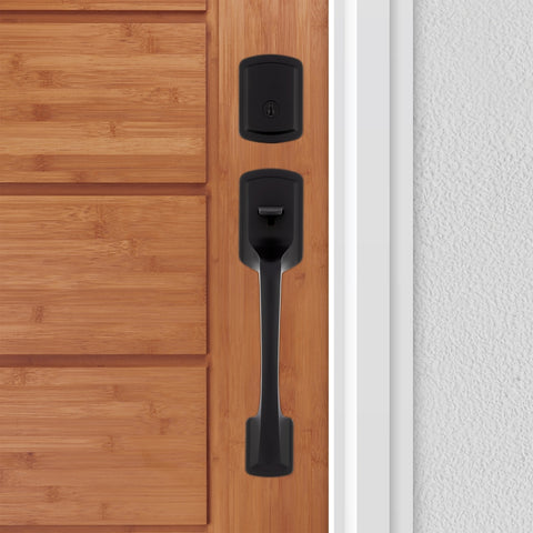 Kwikset 98180-026 Entry Handleset, Matte Black, Metal, KW1 Keyway, Residential, Grade 3 Grade, Left, Right Hand