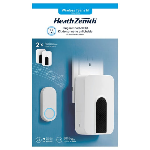 Heath Zenith 18000325-R Doorbell Kit, Wireless, 85 dB, Black/White