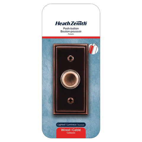 Heath Zenith SL-716 Doorbell Pushbutton, Wired, Metal, Oil-Rubbed Bronze, Lighted
