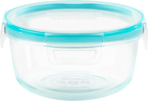 Snapware 1109306 Food Container, 4 Cups Capacity, Glass, 6-1/2 in Dia, 3-1/4 in H, Pack of 4