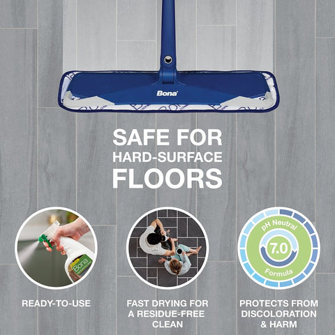 Bona WM700051224 Hard-Surface Floor Cleaner, 32 oz Bottle, Liquid, Lemon, Clear