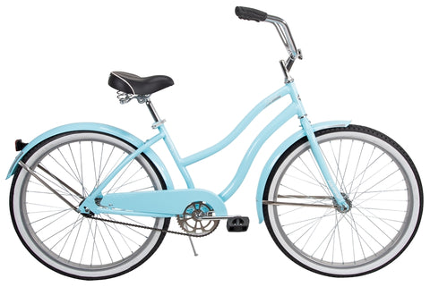 Huffy 66639 Cruiser Bicycle, Women, Steel Frame, Rear Coast Brake, 26 in Dia Wheel, Sky Blue