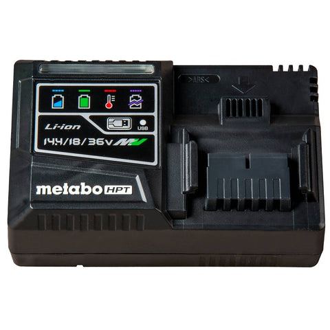 Metabo HPT UC18YSL3M Rapid Charger with USB Port, 18/36 V, 6 A Charge, 15, 30, 38, 52 min Charge, Battery Included: No