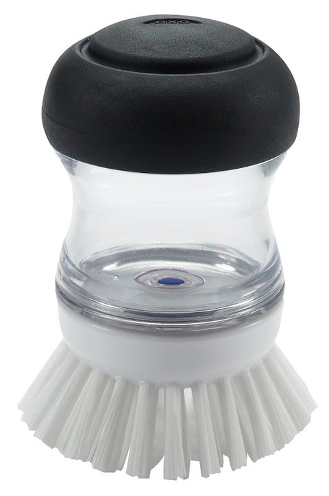 Good Grips 36481 Soap Dispensing Palm Brush, 4 in OAL, Nylon Trim, Non-Slip Handle, Silicone Handle