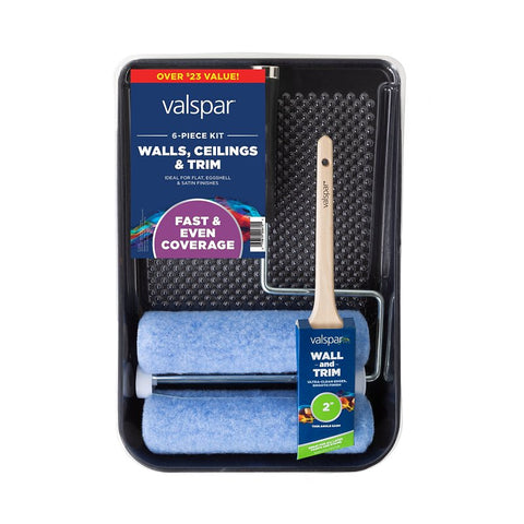 Valspar Wall, Ceilings and Trim Series 889905960 Paint Roller Kit, Smooth Surface, Polyester, 6-Piece