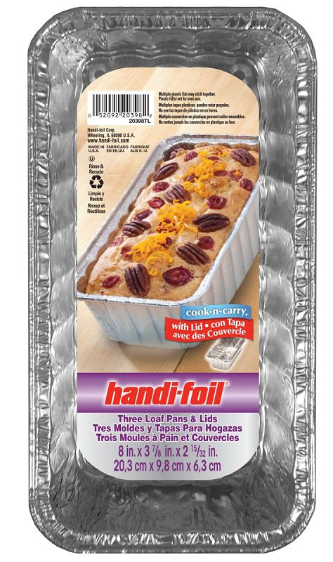 Handi-Foil 20398TL-10 Loaf Pan with Lid, 5.718 in L, 3.312 in W, Aluminum, Pack of 10