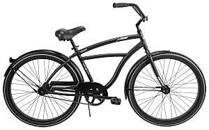Huffy 66649 Men's Cruiser Bicycle, Men, Aluminum Frame, Rear Coaster Brake, 26 in Dia Wheel, Matte Black
