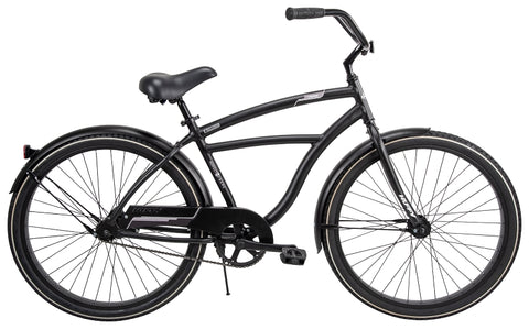 Huffy 66649 Men's Cruiser Bicycle, Men, Aluminum Frame, Rear Coaster Brake, 26 in Dia Wheel, Matte Black