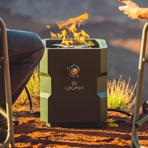 Ukiah TK-1043-DG Portable Fire Pit, 16.73 in OAW, 19.88 in OAD, 18.11 in OAH, Rectangular, Propane, Electric Ignition