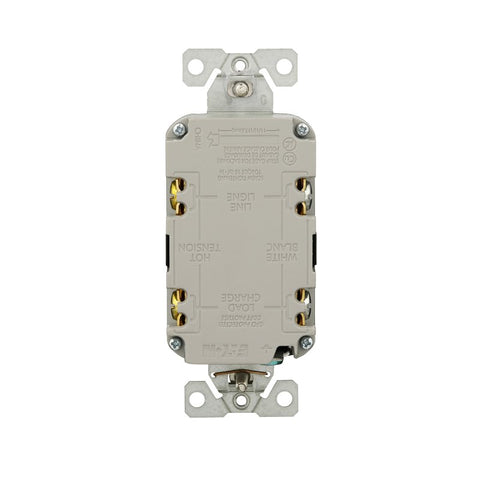Eaton GF15BK-WP GFCI Receptacle, 125 V, 15 A, NEMA: NEMA 5-15R, Back, Side Wiring, Black