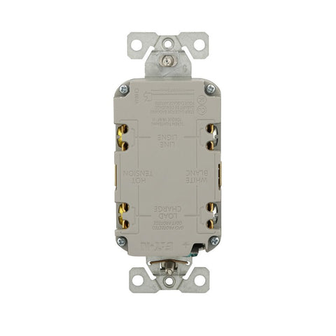 Eaton GF15V Self-Test GFCI Receptacle, 125 V, 15 A, NEMA: NEMA 5-15R, Back, Side Wiring, Ivory