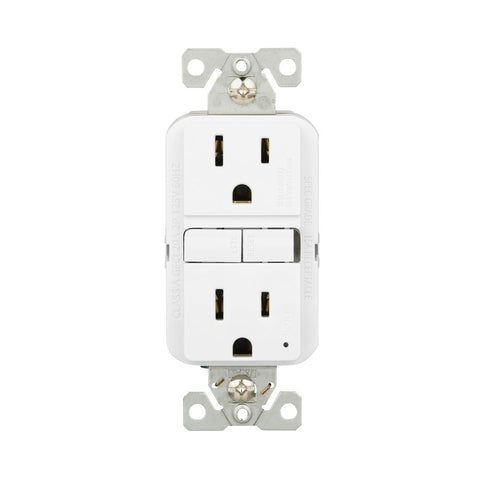 Eaton GF15W-WP GFCI Receptacle, 125 V, 15 A, NEMA: NEMA 5-15R, Back, Side Wiring, White
