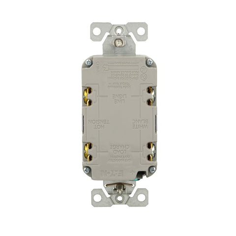 Eaton GF15W-WP GFCI Receptacle, 125 V, 15 A, NEMA: NEMA 5-15R, Back, Side Wiring, White