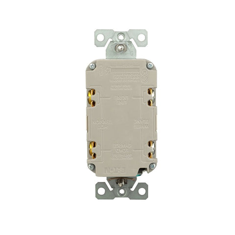 Eaton GF20LA Self-Test GFCI Receptacle, 125 V, 20 A, NEMA: NEMA 5-20R, Back, Side Wiring, Light Almond