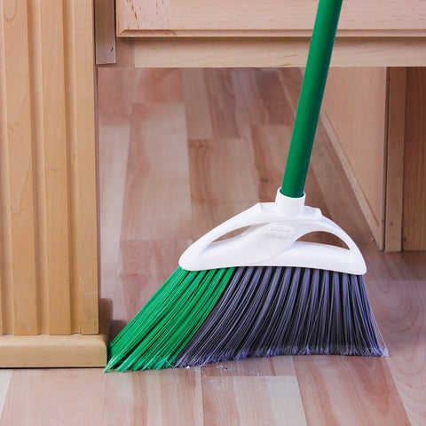 Libman Precision Angle Series 201 Broom, 11 in Sweep Face, 5 in L Trim, Pet Bristle, 53 in L, Steel