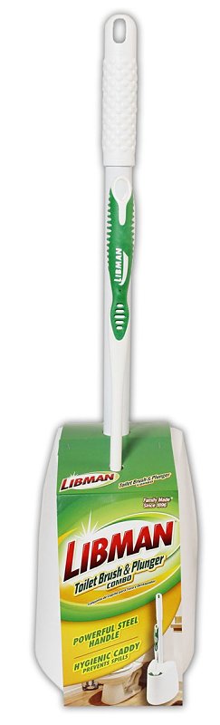 Libman 1024 Toilet Brush and Plunger, Plastic Bristle, Rubber Holder