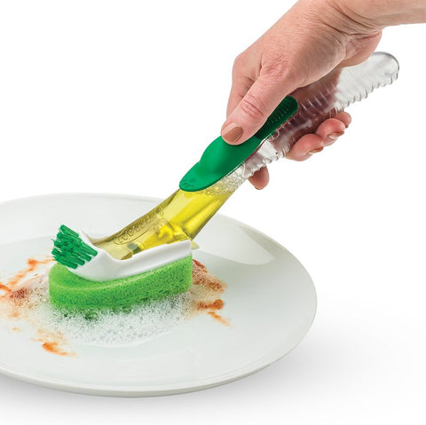 Libman 1132 Glass and Dish Wand with Scrub Brush, 11 in OAL, Natural Cellulose/PET Trim, PVC Handle