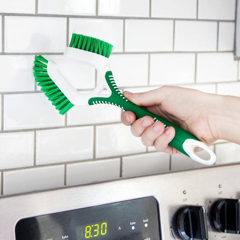 Libman 1353 Dual-Sided Tile and Grout Brush, 1 in L Trim, Polyester, Green, Green