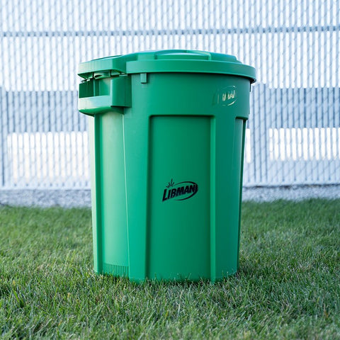 Libman 1465 Trash Can, 32 gal Capacity, Polyethylene, Green, Snap-On Rounded Closure