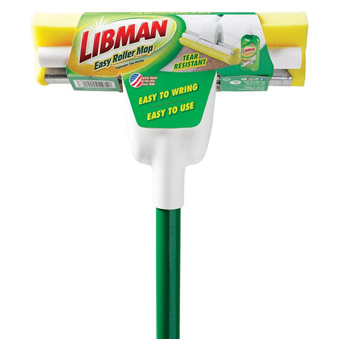 Libman 2016 Roller Mop, 9 in W Frame, 51 in OAL, Synthetic Mop Head, Steel Handle