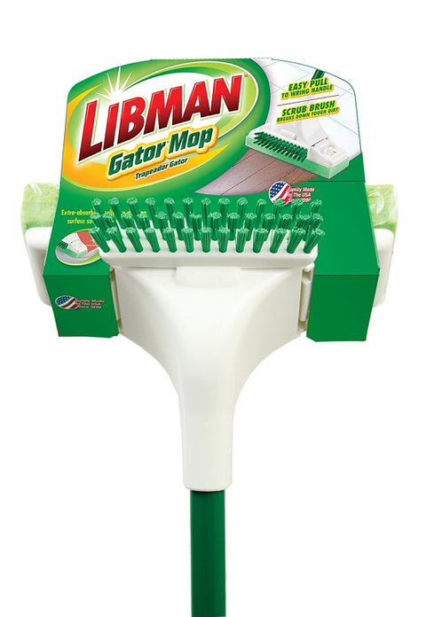 Libman Gator Squeeze Mop 3020 Mop, 9 in W Frame, 57-1/2 in OAL, Cellulose Sponge Mop Head, Clip-On, Steel Handle