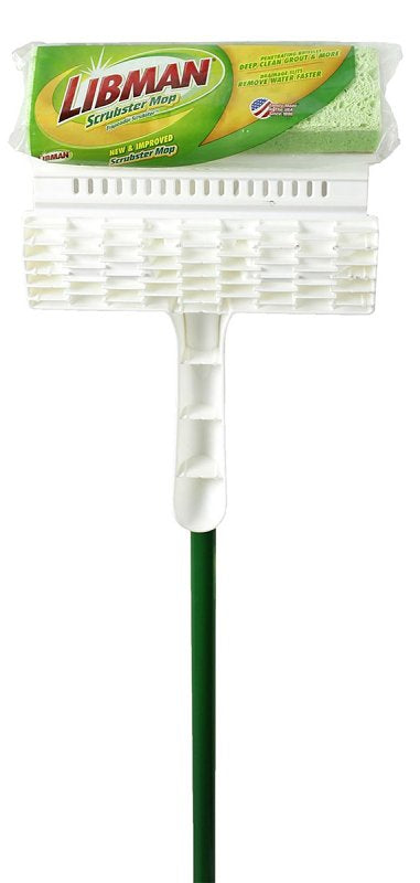 Libman SCRUBSTER Series 3103 Mop, 9 in W Frame, 50.13 in OAL, Cellulose Mop Head, Green Mop Head, Quick Change