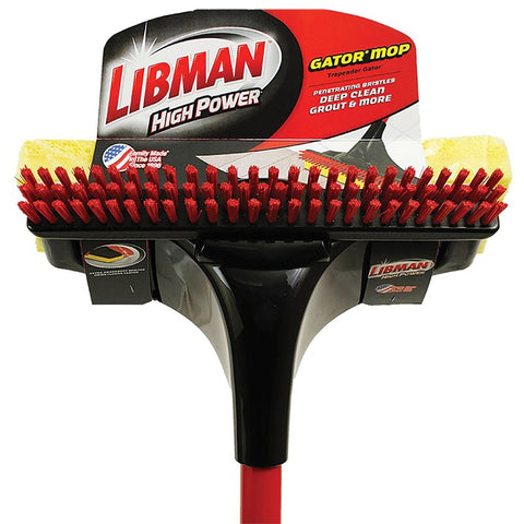 Libman 3958 Gator Mop with Brush, 11 in W Frame, 55-7/8 in OAL, Cellulose Sponge Mop Head, Snap-On, Steel Handle