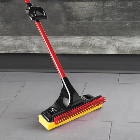 Libman 3958 Gator Mop with Brush, 11 in W Frame, 55-7/8 in OAL, Cellulose Sponge Mop Head, Snap-On, Steel Handle