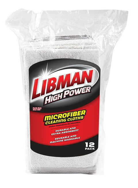 Libman 1262 Cloth, 13-1/2 in L, 13-1/2 in W, Microfiber, Gray, 12-pack