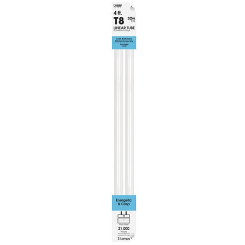 Feit Electric F32T8/950/2 Linear Fluorescent Bulb, 32 W, T8 Tubular Lamp, G13 Bi-Pin Lamp Base, Pack of 15