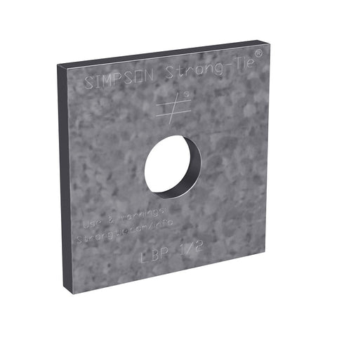 Simpson Strong-Tie LBP 1/2Z Light Bearing Plate, 2 in L, 2 in W, ZMAX; Galvanized, Pack of 50