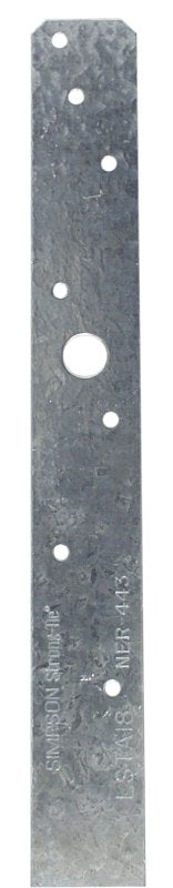 Simpson Strong-Tie LSTA Series LSTA18 Strap Tie, 18 in L x 1-1/4 in W Dimensions, 20 ga, Steel, Galvanized/Zinc, 1/PK, Pack of 50