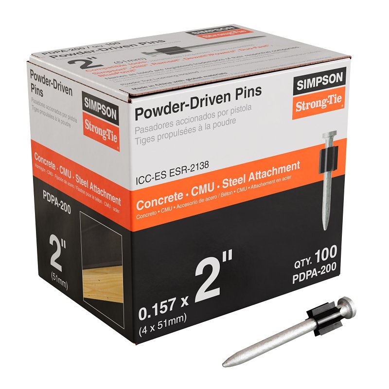 Shell Cbj Ws Simpson Strong-Tie PDPA PDPA-200 Drive Pin, 0.157 in Dia Shank, 2 in L ...