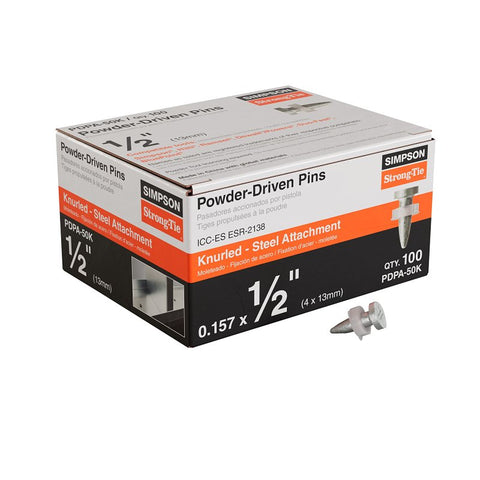 Simpson Strong-Tie PDPA Series PDPA-50K Powder-Driven Pin, 0.157 in Dia Shank, 1/2 in L, Steel, Galvanized