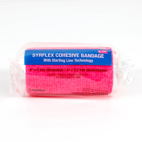 Neogen SyrFlex TA3400HP-E Cohesive Bandage, 5 yd L, 4 in W, Hot Pink
