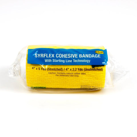 Ideal SyrFlex Series TA3400YEL-E Cohesive Flexible Bandage, 5 yd L, 4 in W, Yellow
